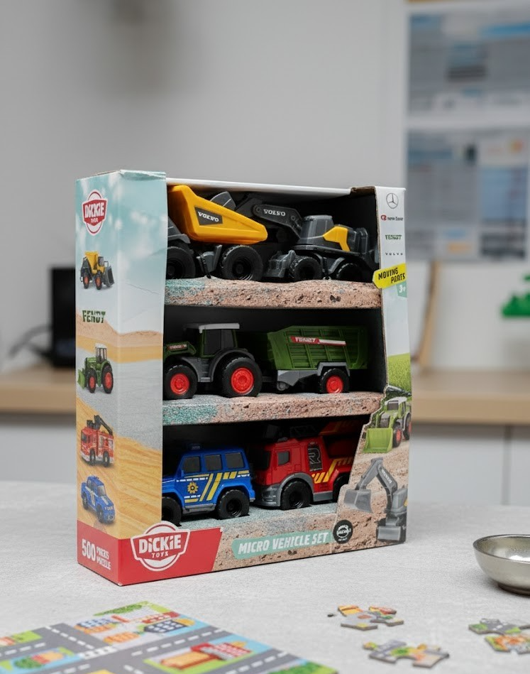 Dickie Toys Micro Vehicle Set Mercedes, Rosenbauer, Fendt Und Volvo