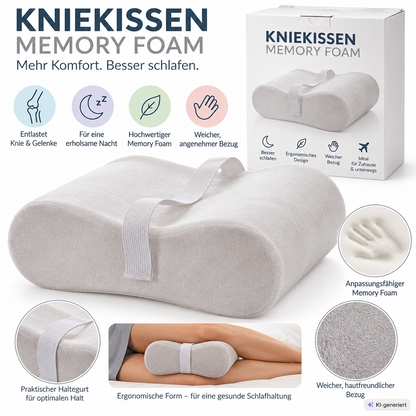Kniekissen Memory Foam Seitenschläfer Beinkissen Ergonomisch Weiß HA30