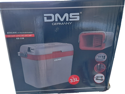 DMS KB-33 Kühlbox 33L Grau Rot Kühlbox Camping Auto Picknick