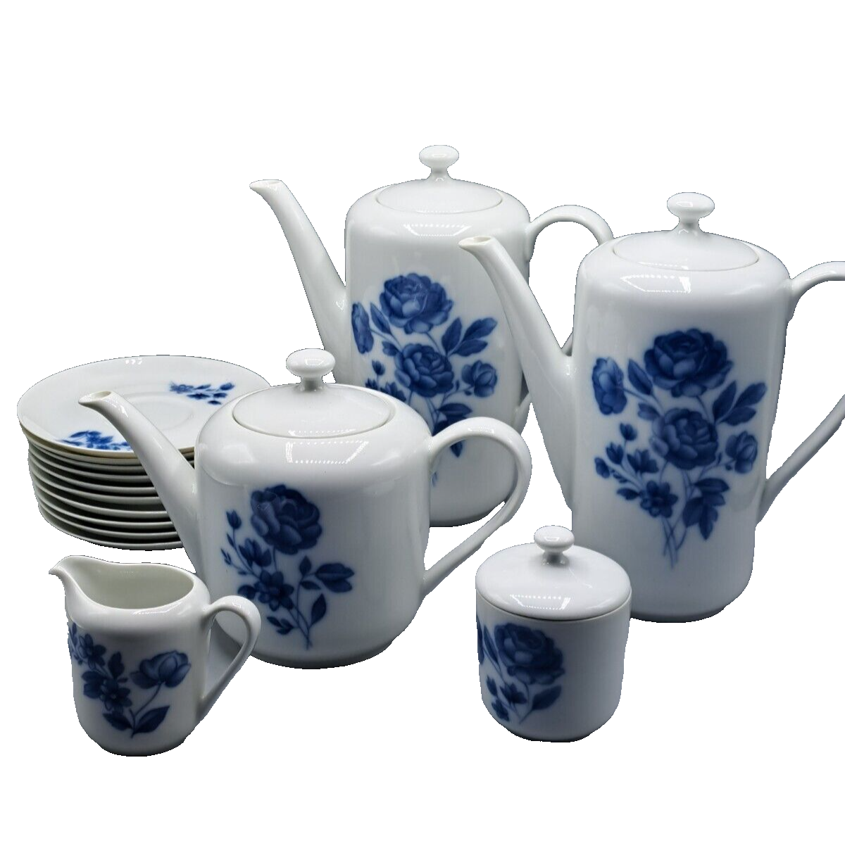 Arzberg Porzellan Kaffeeservice Blau Rosen Vintage Geschirr Set