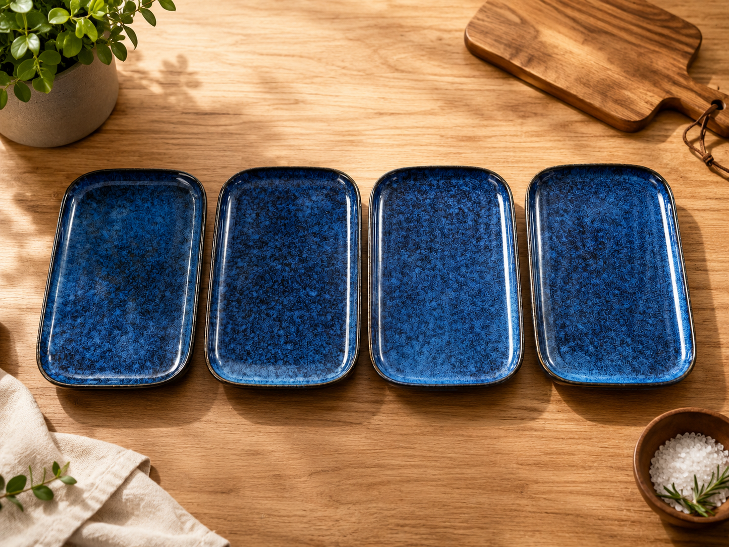 vancasso STERN Geschirr Set Blau 4 Personen Steingut Teller Servierplatten HOA18