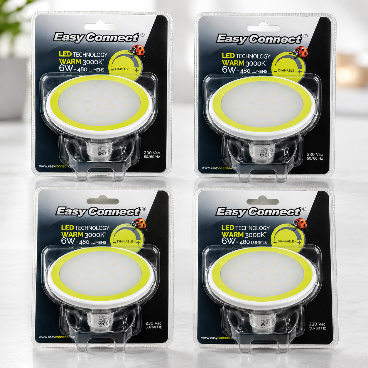 4x EASY Connect LED Lampe 6W E27 Warmweiß 3000K 480 Lumen Sparlampe
