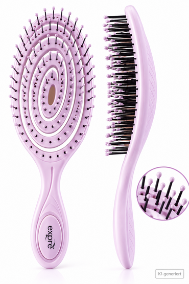 Chiara Ambra Spiral Haarbürste Lila Entwirrbürste Detangler Wet Dry C-01