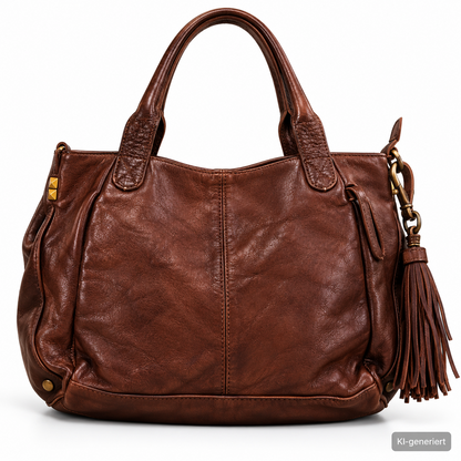 Desiderius Caladia Damen Ledertasche Braun Echtleder Shopper Schultertasche H2