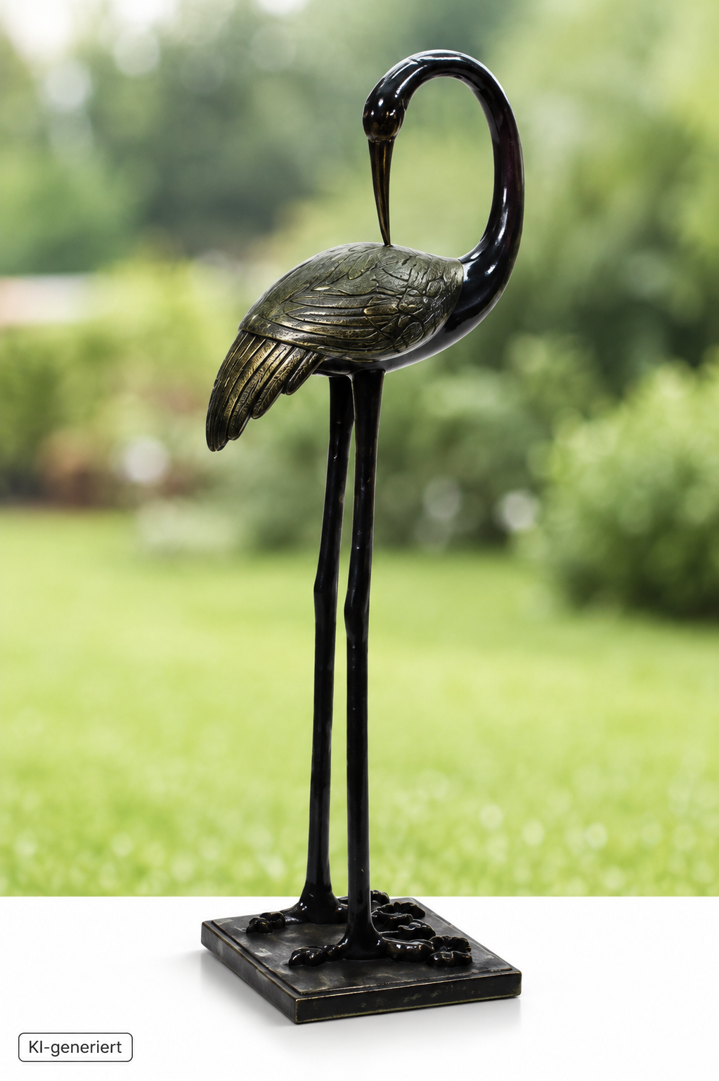 HEISSNER Storch 80cm Gartenfigur Deko Vogel Teichfigur HA8