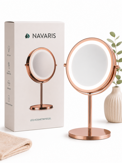Navaris Kosmetikspiegel LED 5fach Vergrößerung Schminkspiegel Kupfer
