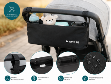 Navaris Kinderwagen Organizer Tasche Schwarz Buggy Organizer D9