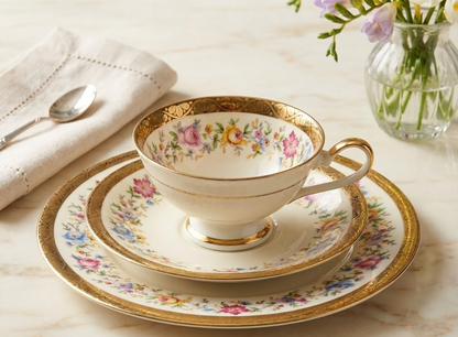 Bareuther Porzellan 1 Tasse Untertasse Teller Kaffee-Set Vintage Sammlerstück