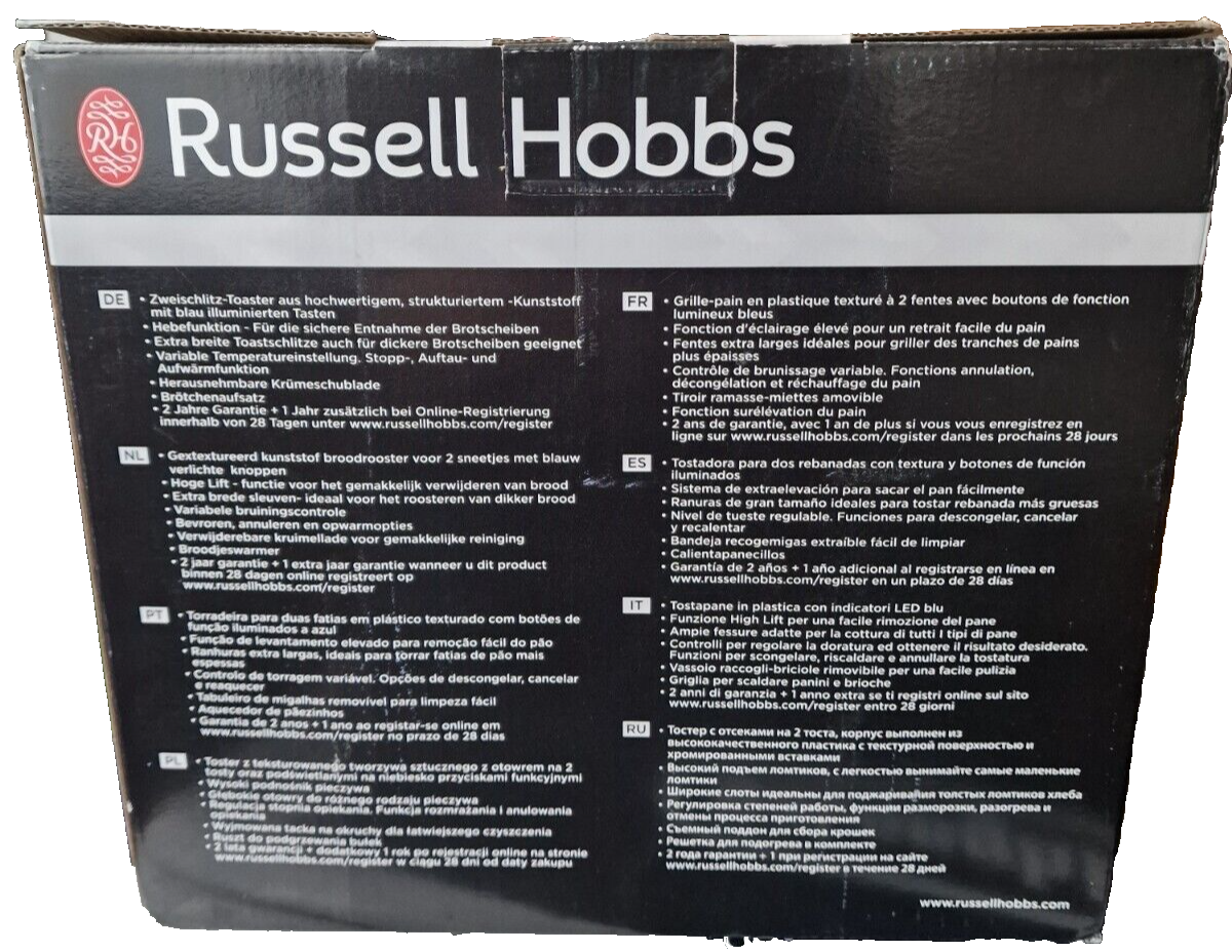 Russell Hobbs Groove White Toaster, 2 Scheiben