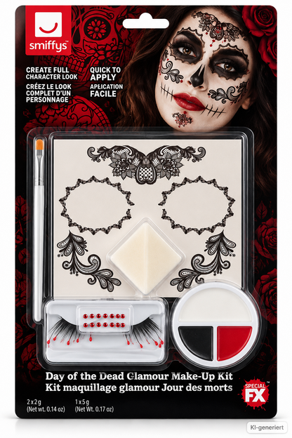 Smiffys 44962 Day of the Dead Glamour Make-Up Kit Halloween Catrina D5