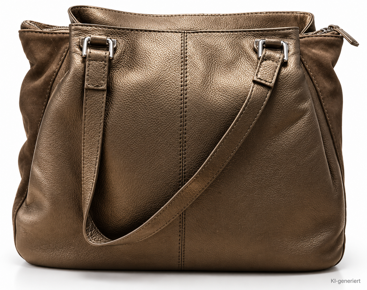DESIDERIUS Bendine Damen Ledertasche Taupe Rindsleder Wildleder Schulter H3