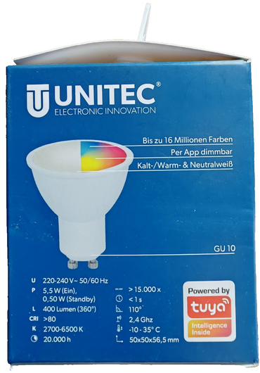 UNITEC WiFi LED Spot GU10 dimmbar Alexa Google Farbwechsel