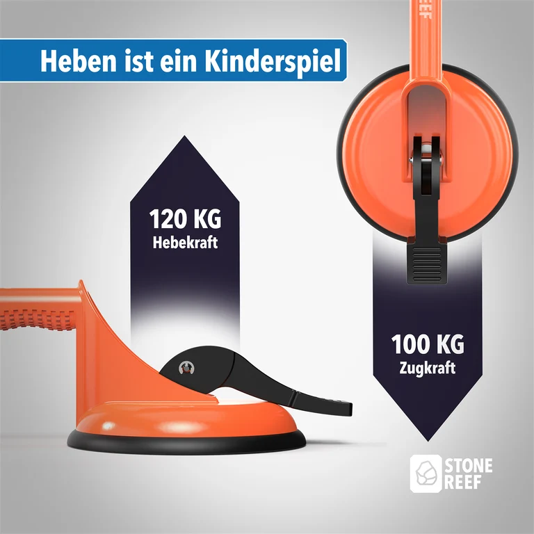 2x STONEREEF Saugheber Doppel Saugnapf Glasheber Fliesenheber Vakuumheber A6