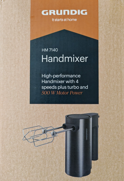 Grundig HM 7140 Handmixer 500W Edelstahl Rührgerät Turbo Knethaken Rührbesen C3