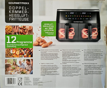 GOURMETmaxx Doppelkammer Heißluftfritteuse 2x4,5L Airfryer 12 Programme HO-A22