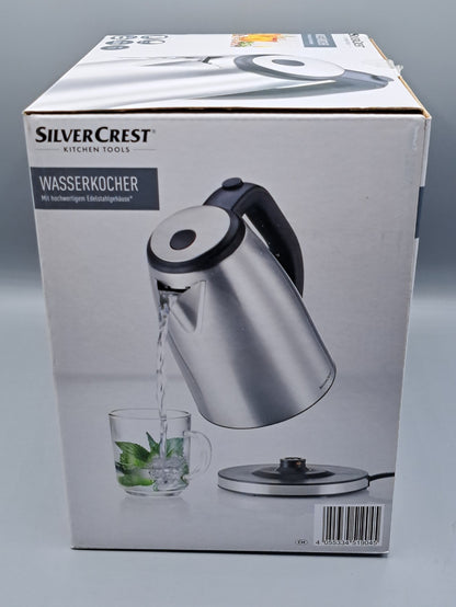 SilverCrest Wasserkocher, 1,7 Liter, 2400 Watt, Edelstahlgehäuse
