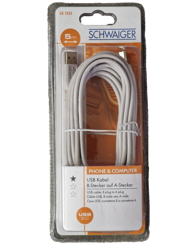 Schwaiger CK 1555 USB Kabel B-Stecker auf A-Stecker 5 Meter