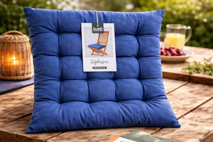 Tutti Stuhlkissen 40x40 cm Blau – Sitzkissen Baumwolle
