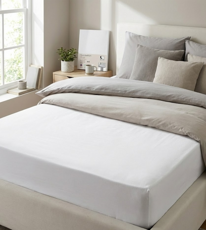 Dormia Edel Linon Spannbettlaken 90x200 Baumwolle Bettlaken Weiß Bett