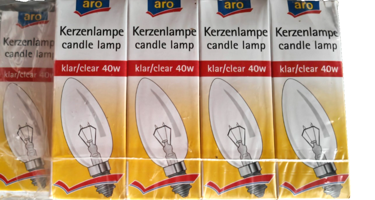 aro 9x Kerzenlampe 40W E14 Klar Glühbirnen Kerzenform Glühlampen HA34