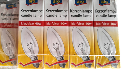 aro 9x Kerzenlampe 40W E14 Klar Glühbirnen Kerzenform Glühlampen HA34