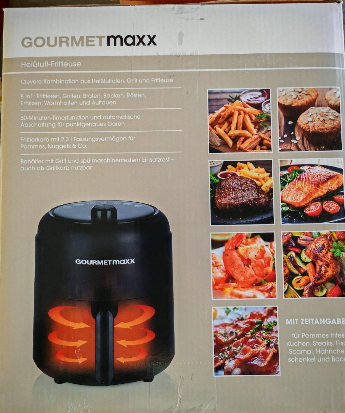 GOURMETmaxx Heißluftfritteuse 2,3L Airfryer 1000W 9 Funktionen Timer HO-A22