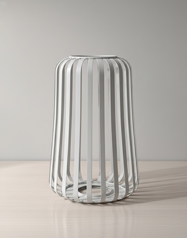 ELAMBIA Design Windlicht Weiß groß 20x20x30cm Deko Laterne Modern