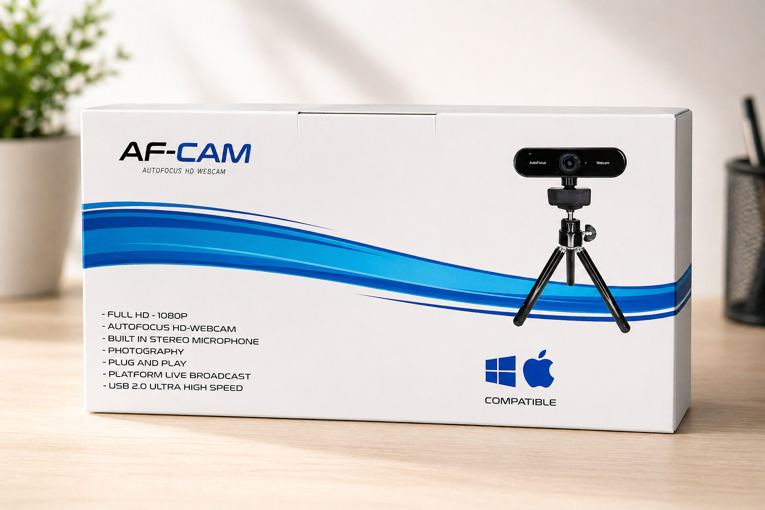 QI-EU AF-Cam Webcam Full HD 1080P Autofokus USB Kamera Mikrofon Video A6