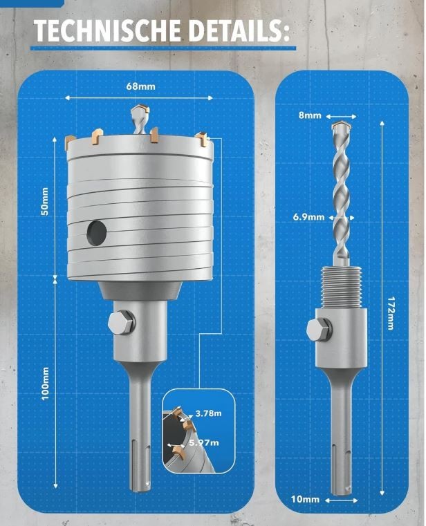 Bohrkrone 68mm für Gerätedosen Dosensenker Lochsäge