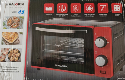 Kalorik TKG OT 2021 RD Mini Backofen 9L 650W Thermostat Timer Kompakt Rot F3