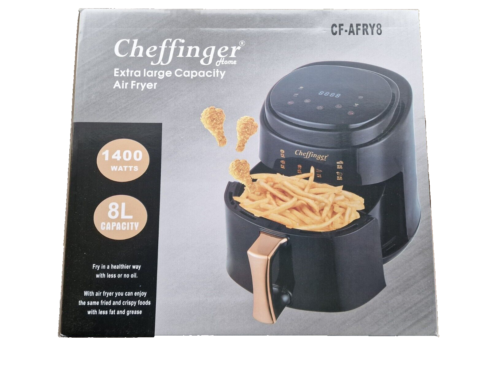 Cheffinger Home, Heißluftfrittuese CF-AFRY8, 8 Liter, 1400W