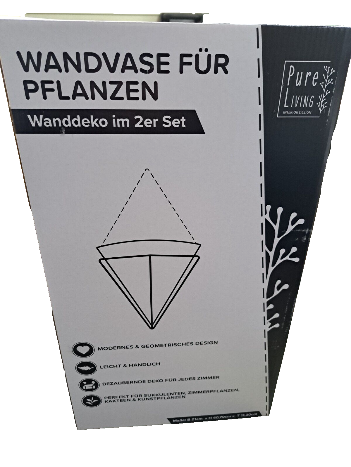 Pure Living 2er Set Wandvase Pflanzen Deko Wandpflanzen Halter Modern