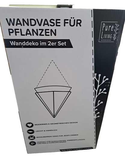 Pure Living 2er Set Wandvase Pflanzen Deko Wandpflanzen Halter Modern