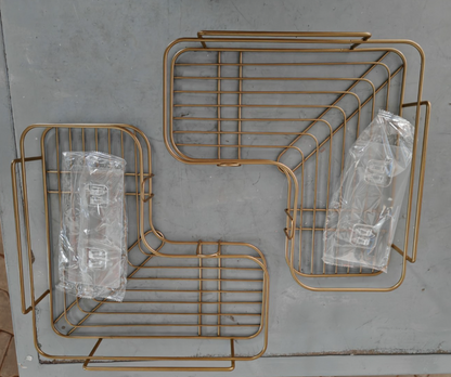 NAVARIS 2er Set Duschablage Gold Eckregal Duschkorb ohne Bohren Badregal E6