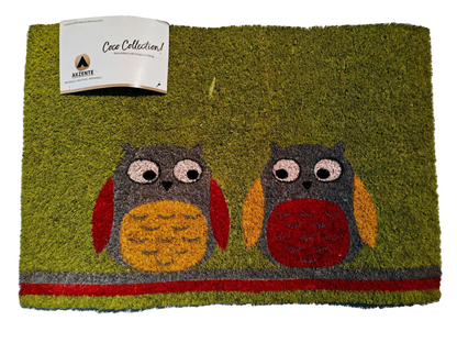 AKZENTE Fußmatte Eulen 40x60 cm Kokos Grün Bunt Schmutzfangmatte Türmatte C3