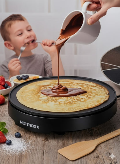 GOURMETmaxx Crêpe & Pfannkuchen Maker 1200W – inkl. Teig-Verteiler & Wender ✅