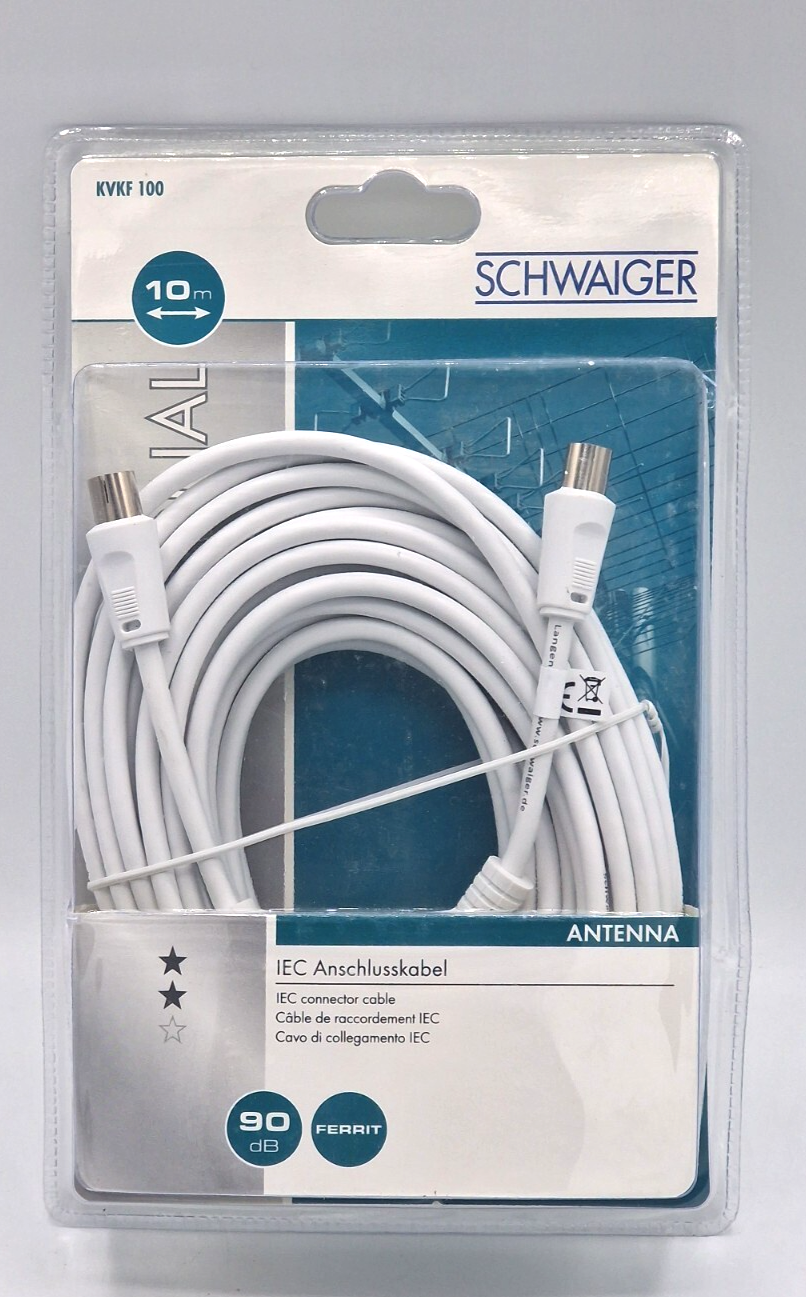 Schwaiger KVKF100 IEC Anschlusskabel 90dB Antennenkabel TV Kabel