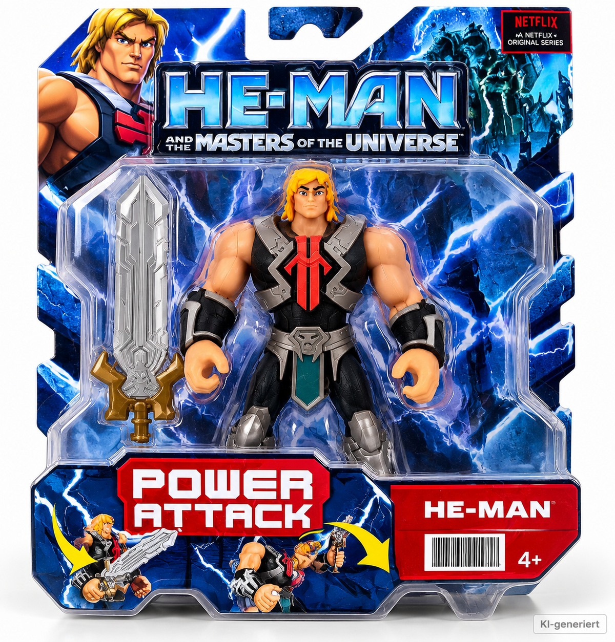 Mattel He-Man HBL66 Masters of the Universe Power Attack Figur Schwert 14cm D5