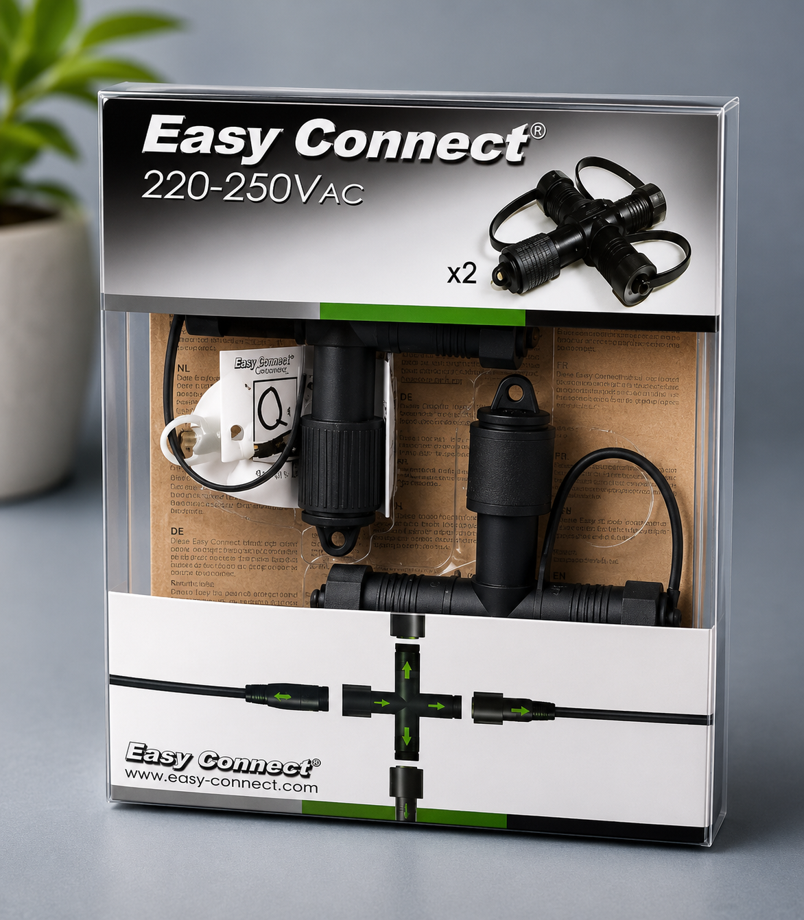 2x Easy Connect 66330 X-Verbinder 3 Ausgänge IP67 16A Gartenbeleuchtung HA34