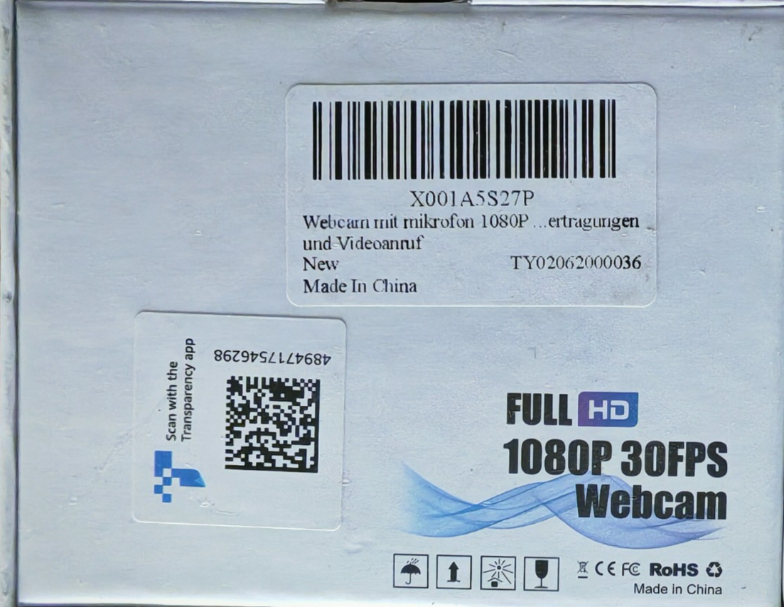 Anvask Webcam Full HD 1080p – 30fps USB Kamera mit Mikrofon