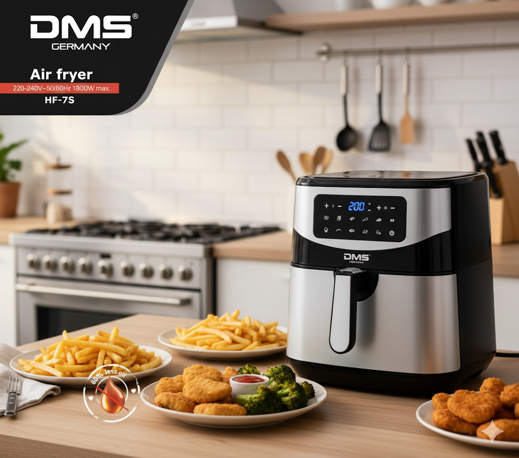 DMS HF-7S Heißluftfritteuse 7L 1800W Airfryer 10 Programme Touch Display HA21