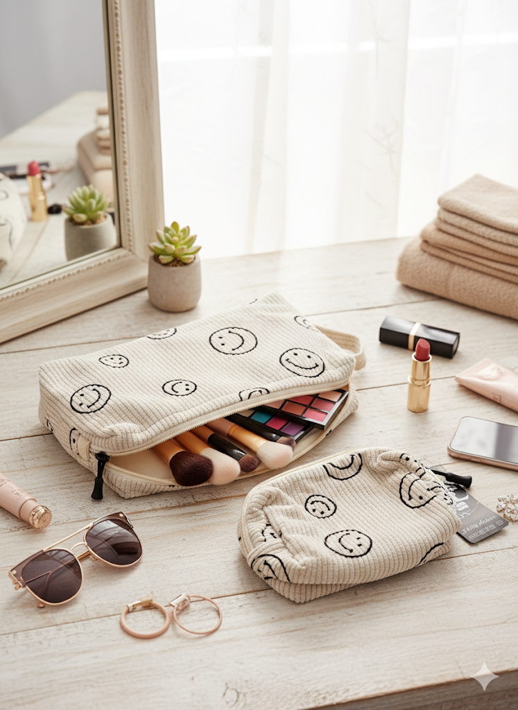 Jiliyote Kosmetiktaschen Set für Damen – Cord/Samt Kulturbeutel klein