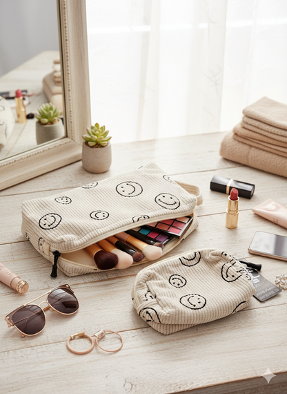 Jiliyote Kosmetiktaschen Set für Damen – Cord/Samt Kulturbeutel klein