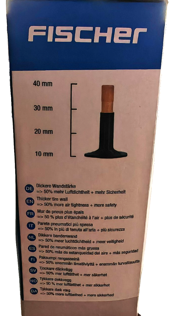 FISCHER Fahrradschlauch 27,5 Zoll 2,0-2,4 Autoventil Schrader ETRTO 55-61 E4