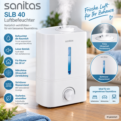 Sanitas SLB 40 Luftbefeuchter Ultraschall 4L 300ml/h Aroma bis 30m² 25W HA28