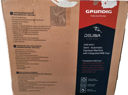 Grundig KSM 4431 L Siebträgermaschine 15 Bar Milchbehälter Touch Display D8