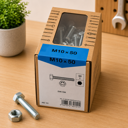 Lux Schlossschrauben verzinkt M10x50mm 50x Sechskant metrisch Gewinde