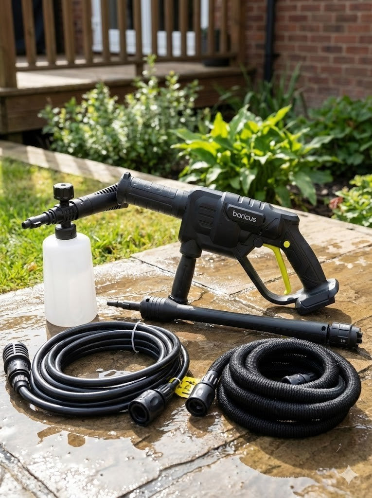 BARICUS 18V Druckreiniger mobil 24,5bar 5-fach Multidüse Akku Hochdruck A8