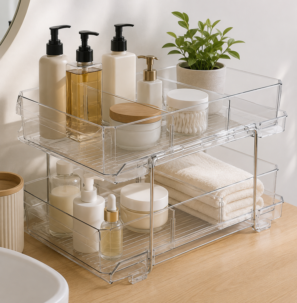 Belle Vous Bad Organizer 2 Etagen Ausziehbar Unterschrank Regal Badezimmer HA1