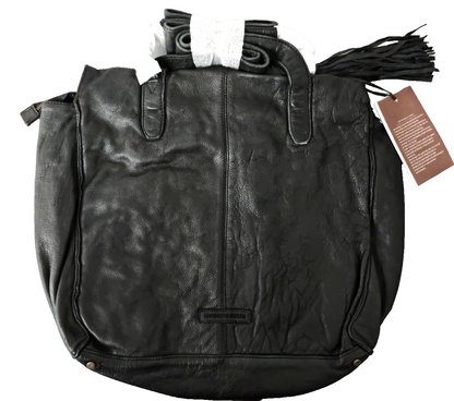 Desiderius Caladia Damen Ledertasche Schwarz Echtleder Shopper Schultertasche H2